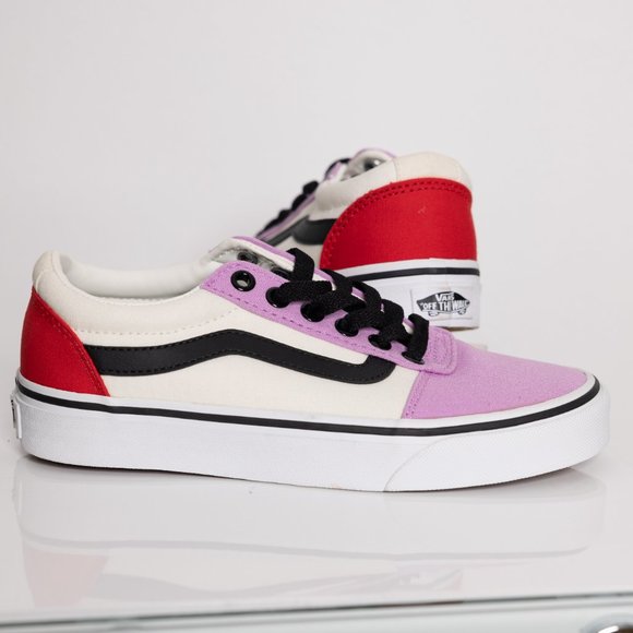 [NWOT] Vans Old Skool Block Sneakers Red Lilac Black Stripe Sz 5 Womens - Picture 2 of 6